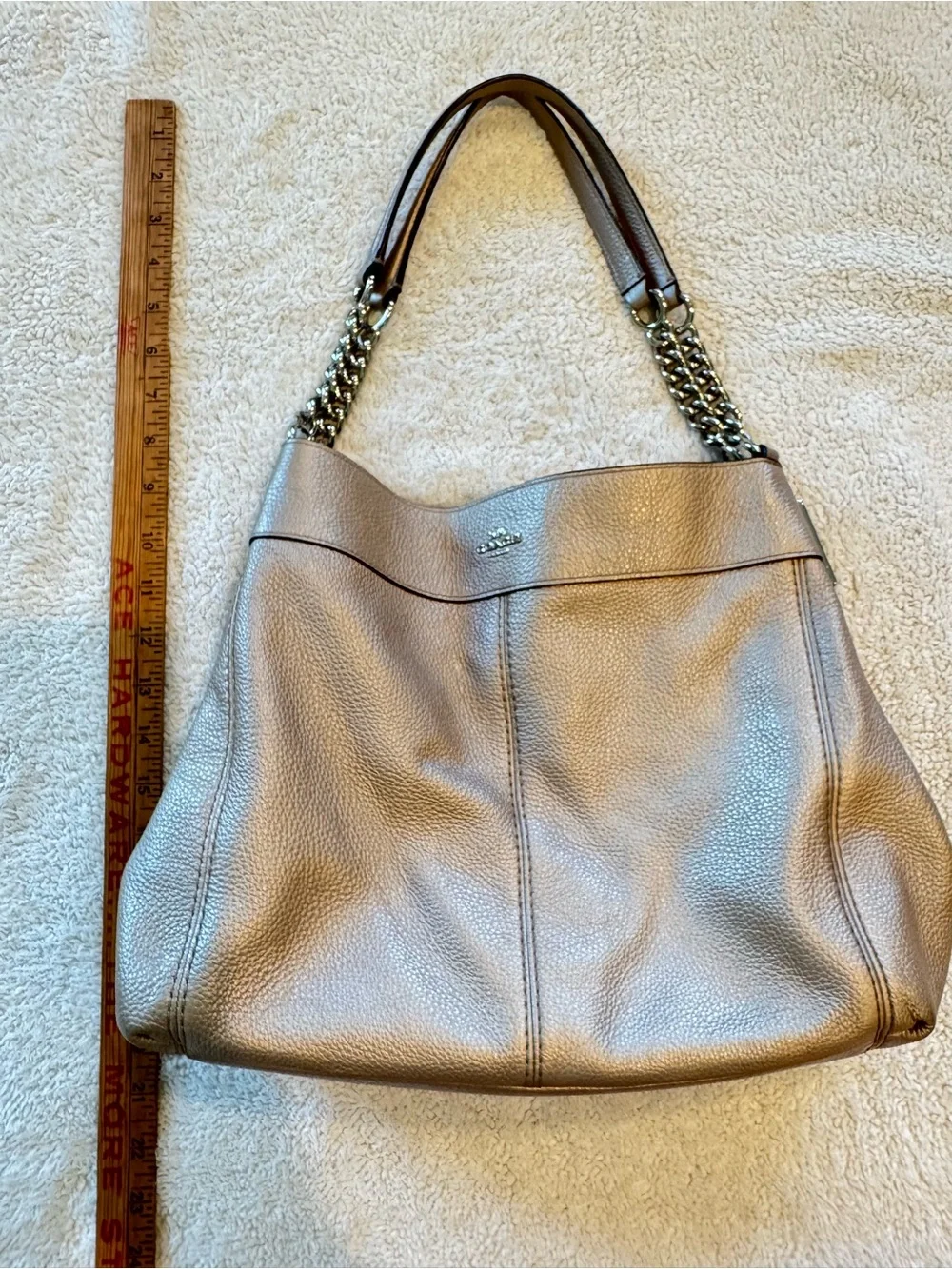 Coach Metallic Rose Gold Leather Lexy Chain-Handle Shoulder Bag